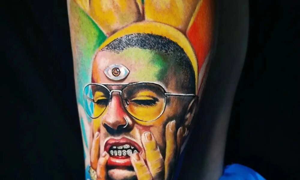 Tattoo of Benito Antonio MartÃ­nez Ocasio, better known as Bad Bunny, a well-known is a Puerto Rican rapper and songwriter.